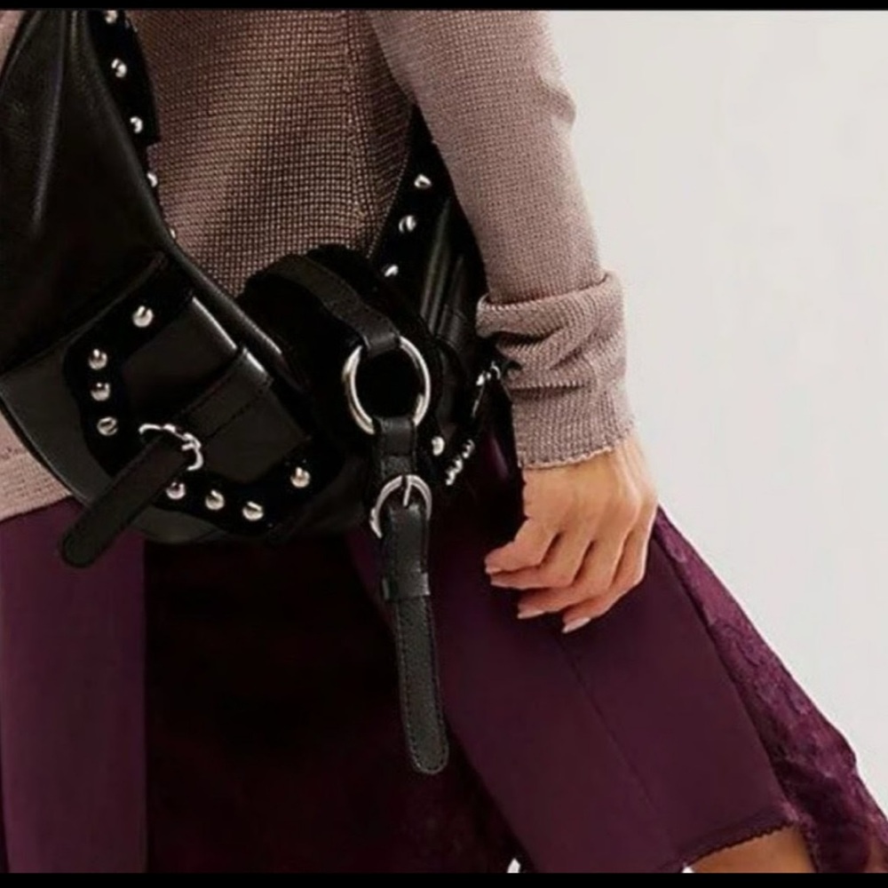 Free People Black Leather Sling Bag